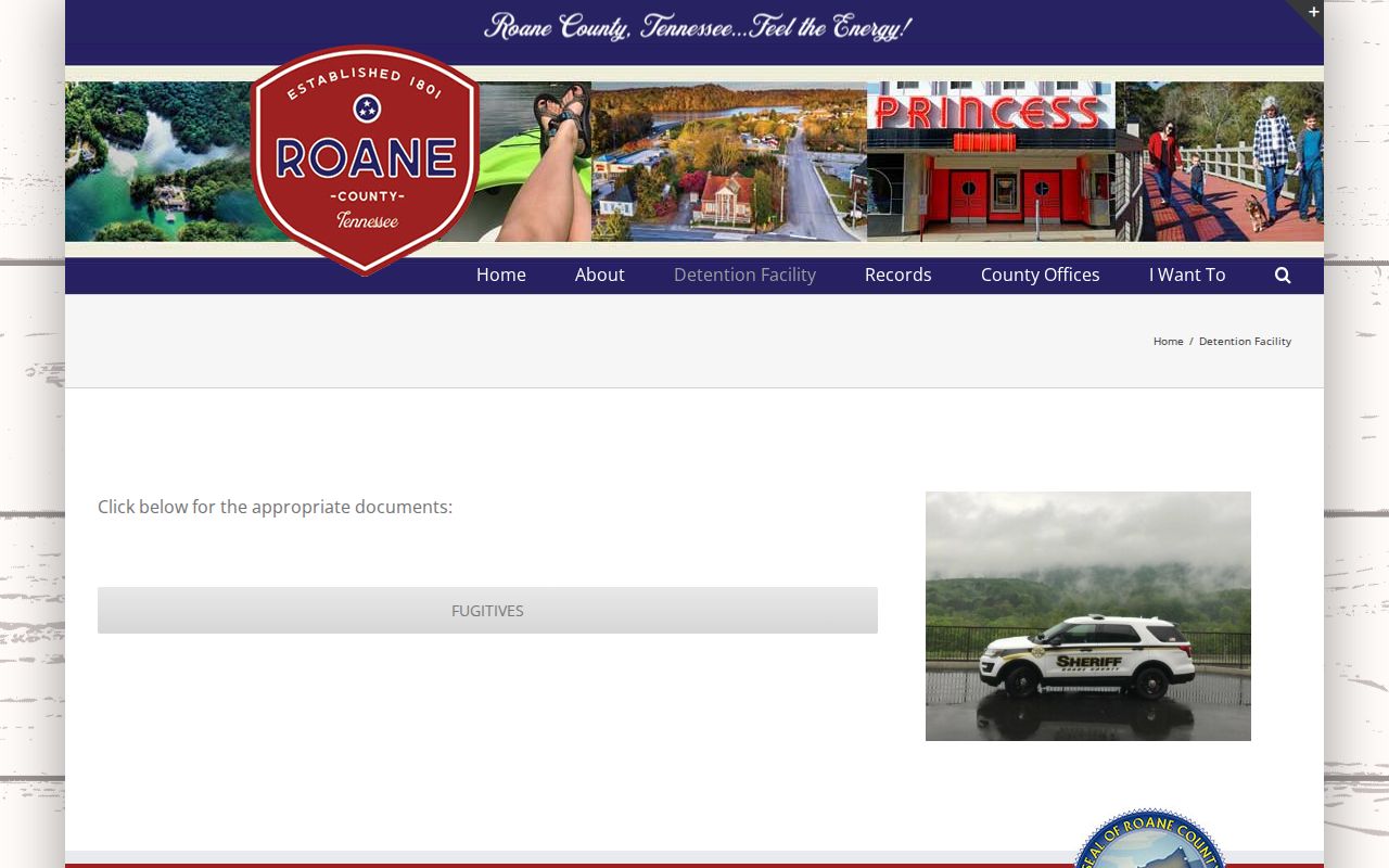 Roane County detention and warrant information source page